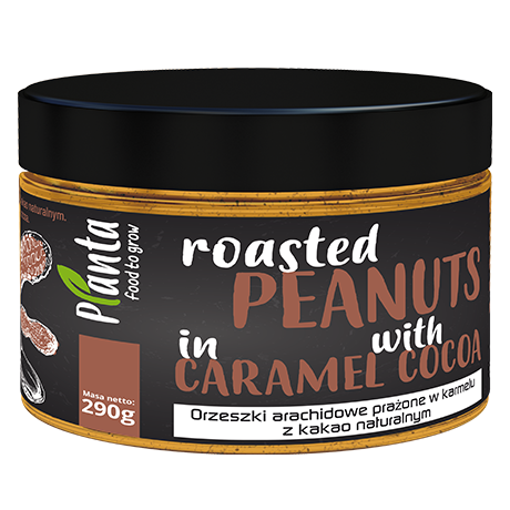 Orzechy arachidowe prażone w karmelu z dodatkiem kakao naturalnym